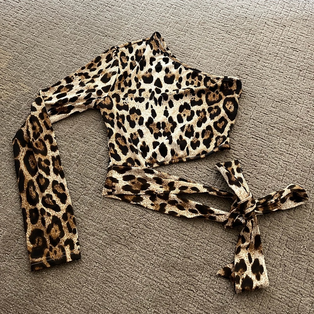 Leopard print off the shoulder top